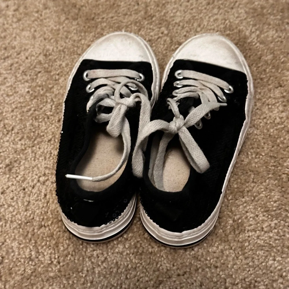 Converse Black Sequin Low Top Sneakers Canvas Lace Up